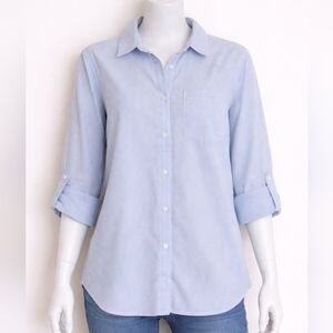 Love Notes Blue White Stripe Button Front Shirt